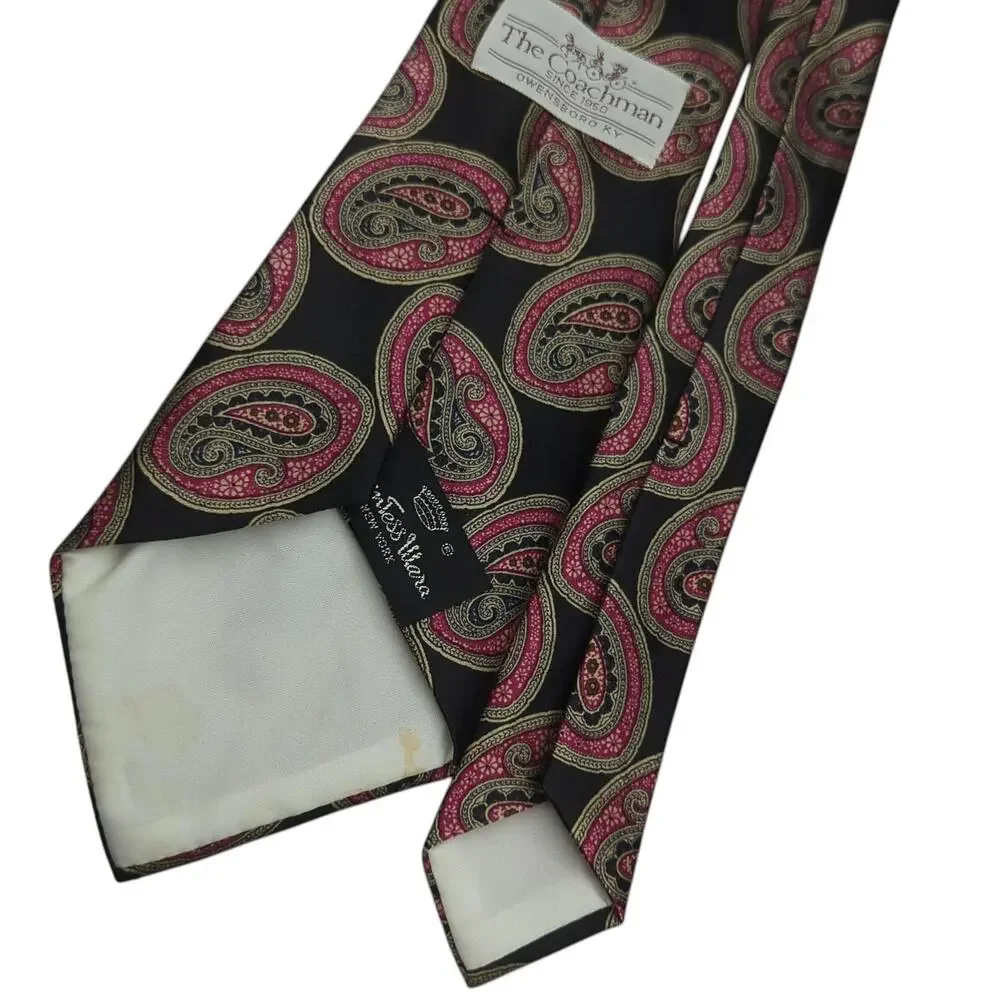 Vintage Countess Mara Men's Tie Dark Medallion‎ Paisley Silk Necktie Made in USA